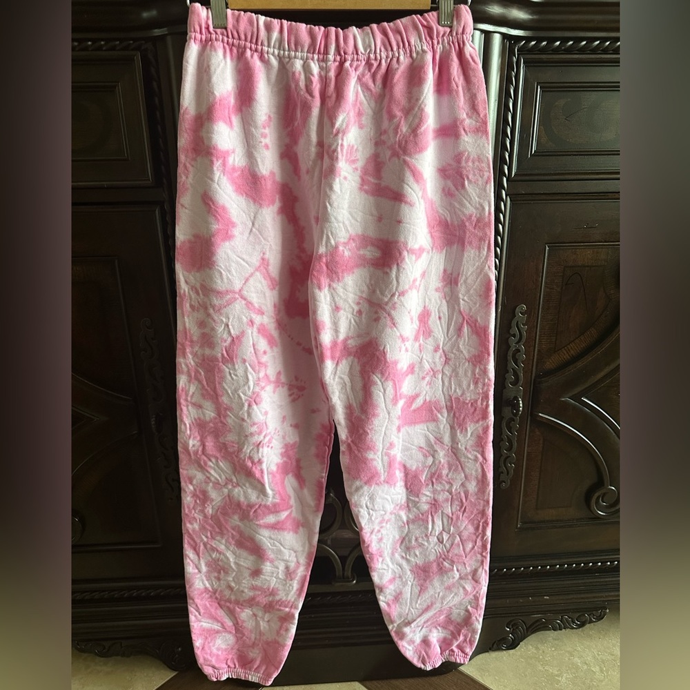 Pink Tie Dye Jerzees sweatpants unisex size S